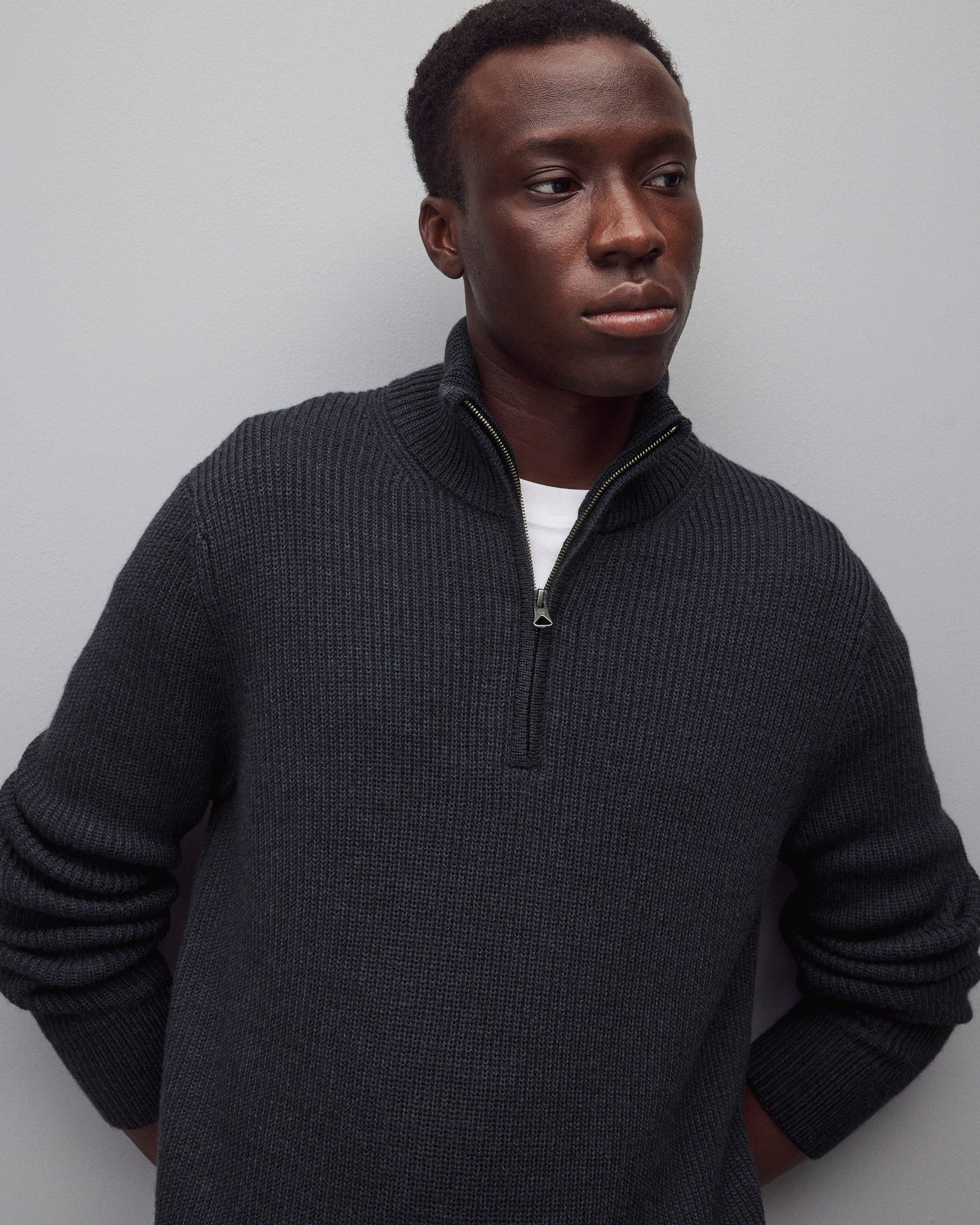 Merino Rib Vinnie Quarter Zip