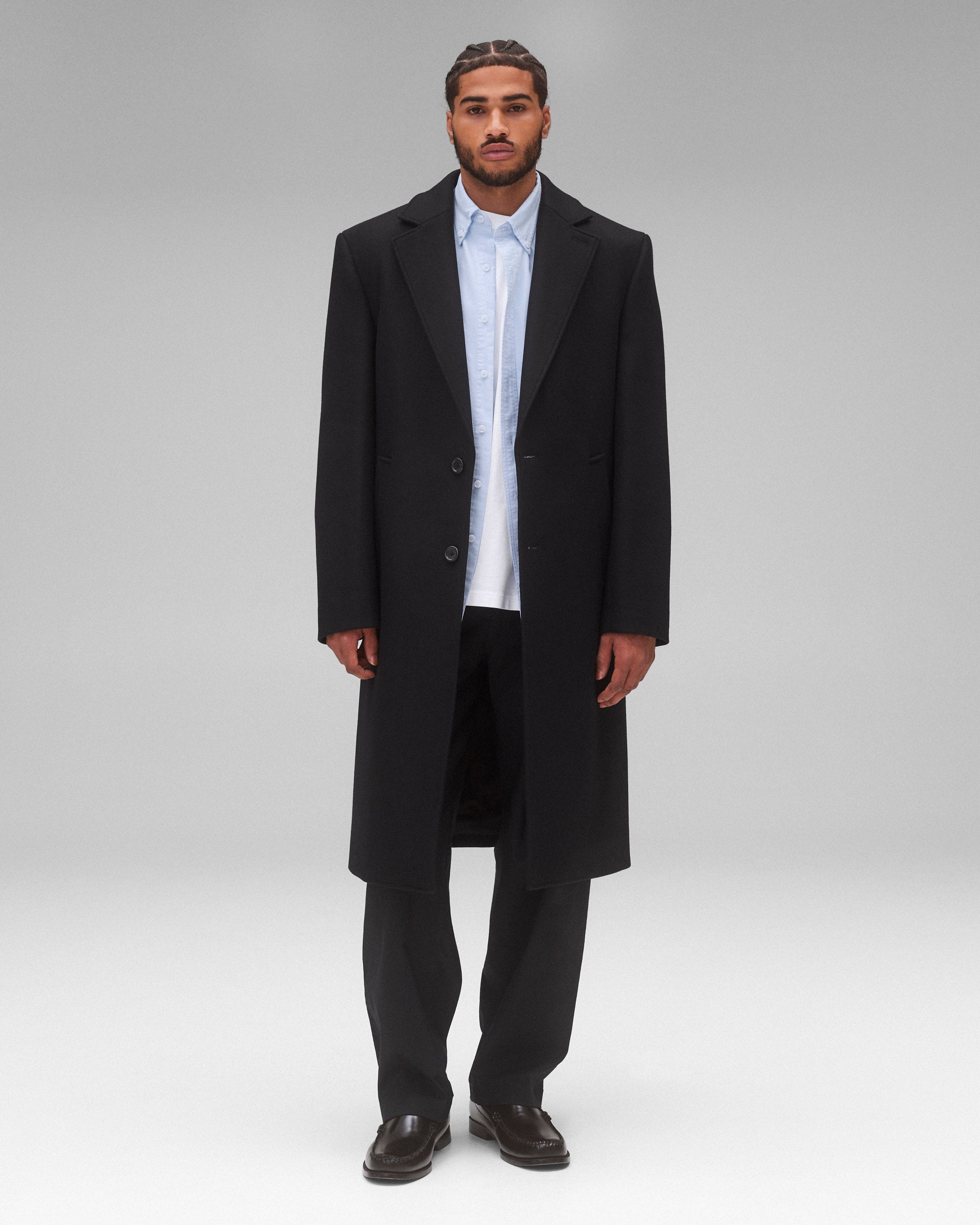 [LOW CLASSIC] / ☆ 24FW WOOL RAGLAN SLEEVE COAT / BLACK rennes — Arts & Science | Raglan Sleeve Chester Coat in Black