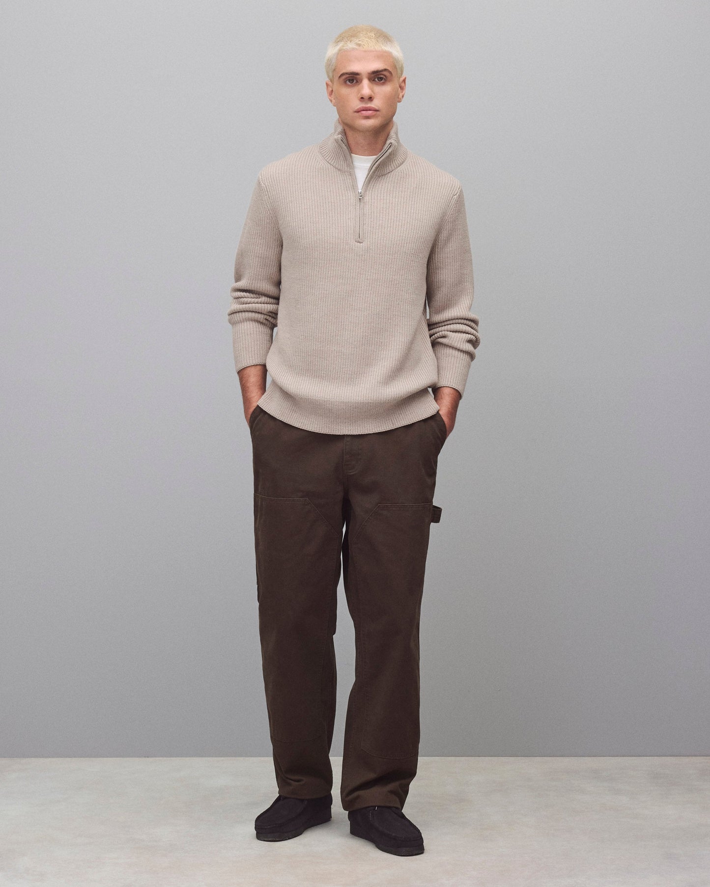 Merino Rib Vinnie Quarter Zip