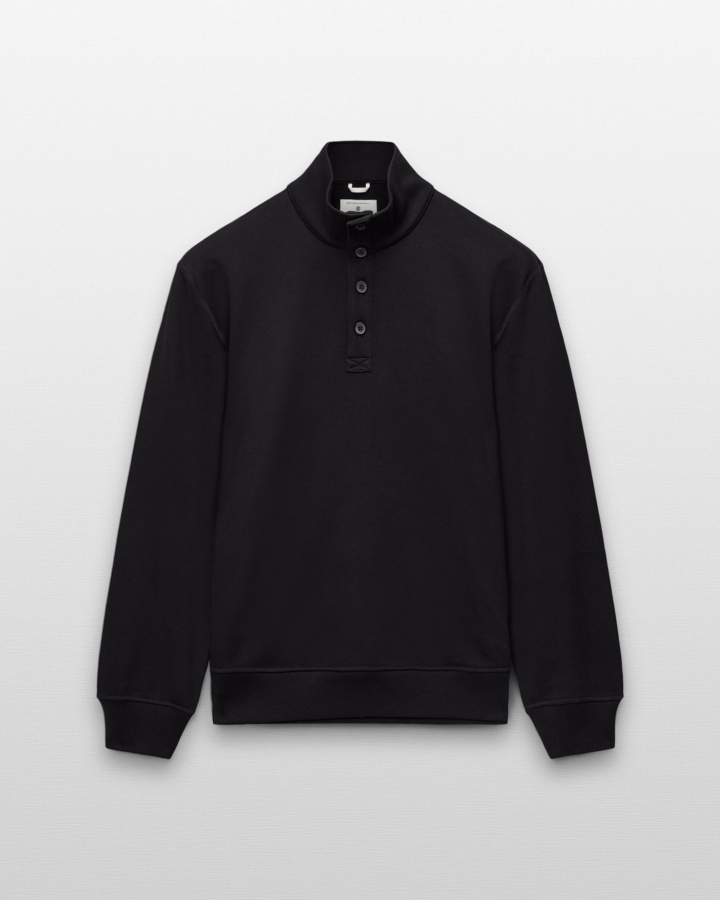 Midweight Terry Standard Button Mockneck