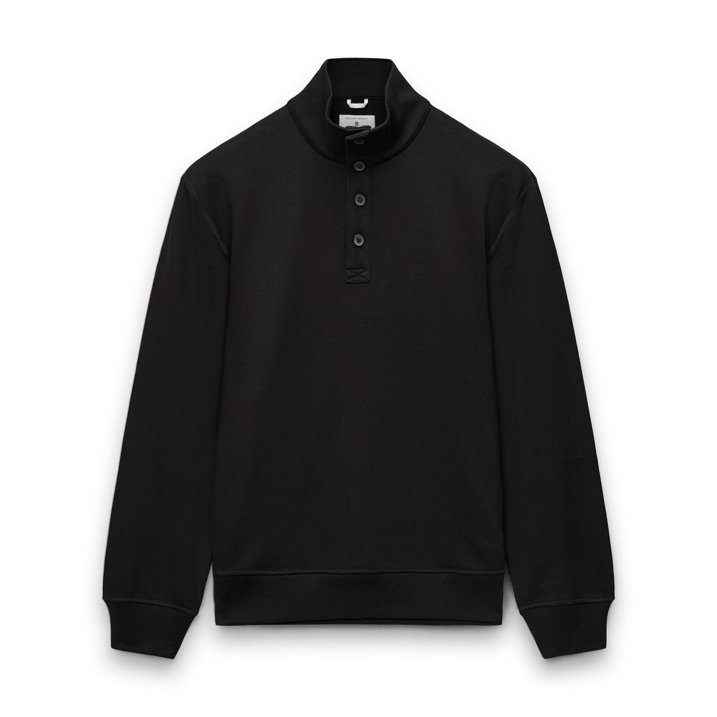 Midweight Terry Standard Button Mockneck