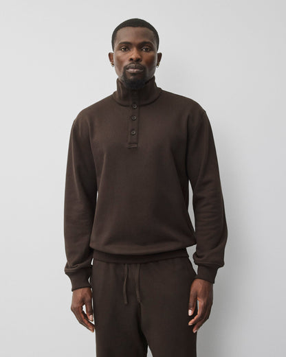 Midweight Terry Standard Button Mockneck