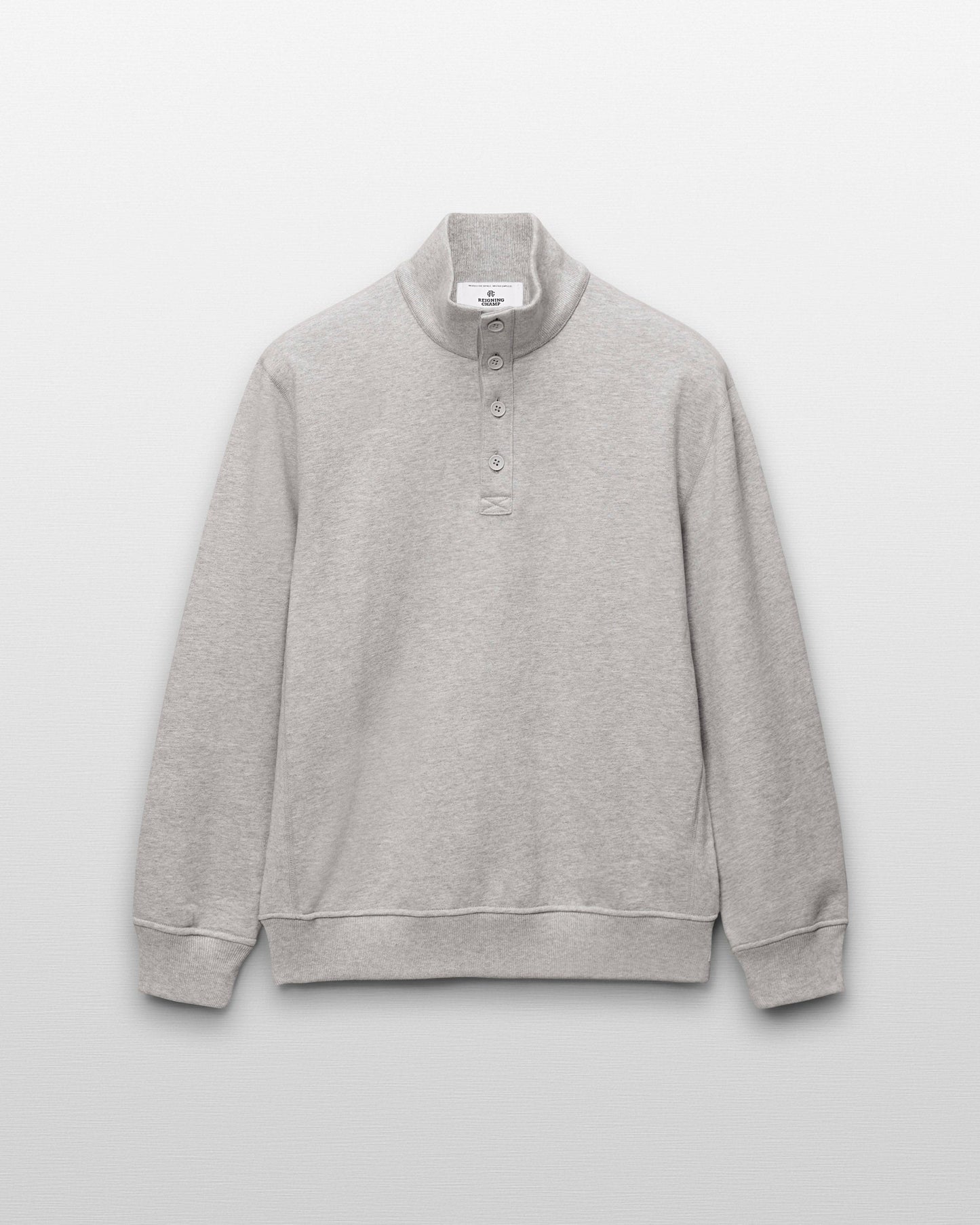 Midweight Terry Standard Button Mockneck