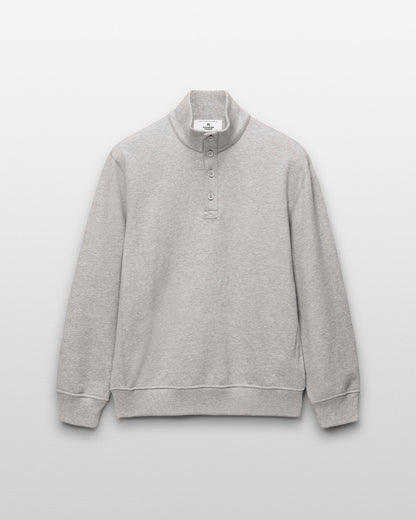 Midweight Terry Standard Button Mockneck