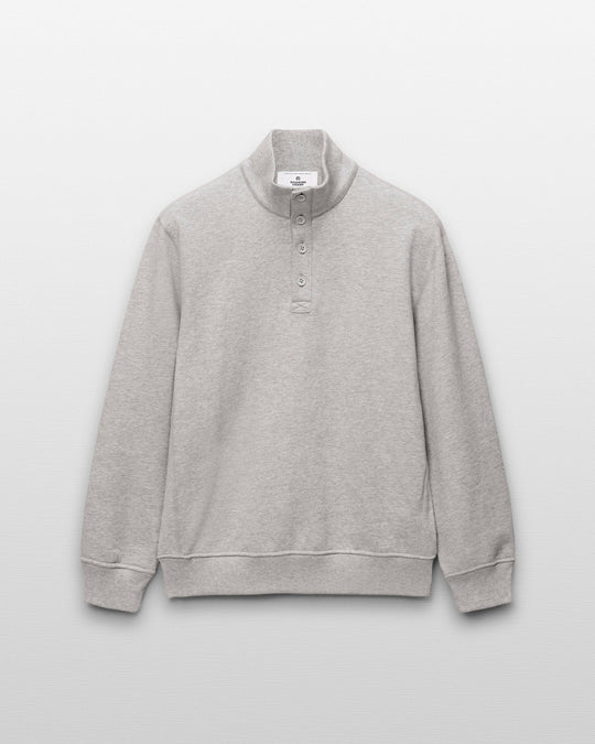 Midweight Terry Standard Button Mockneck