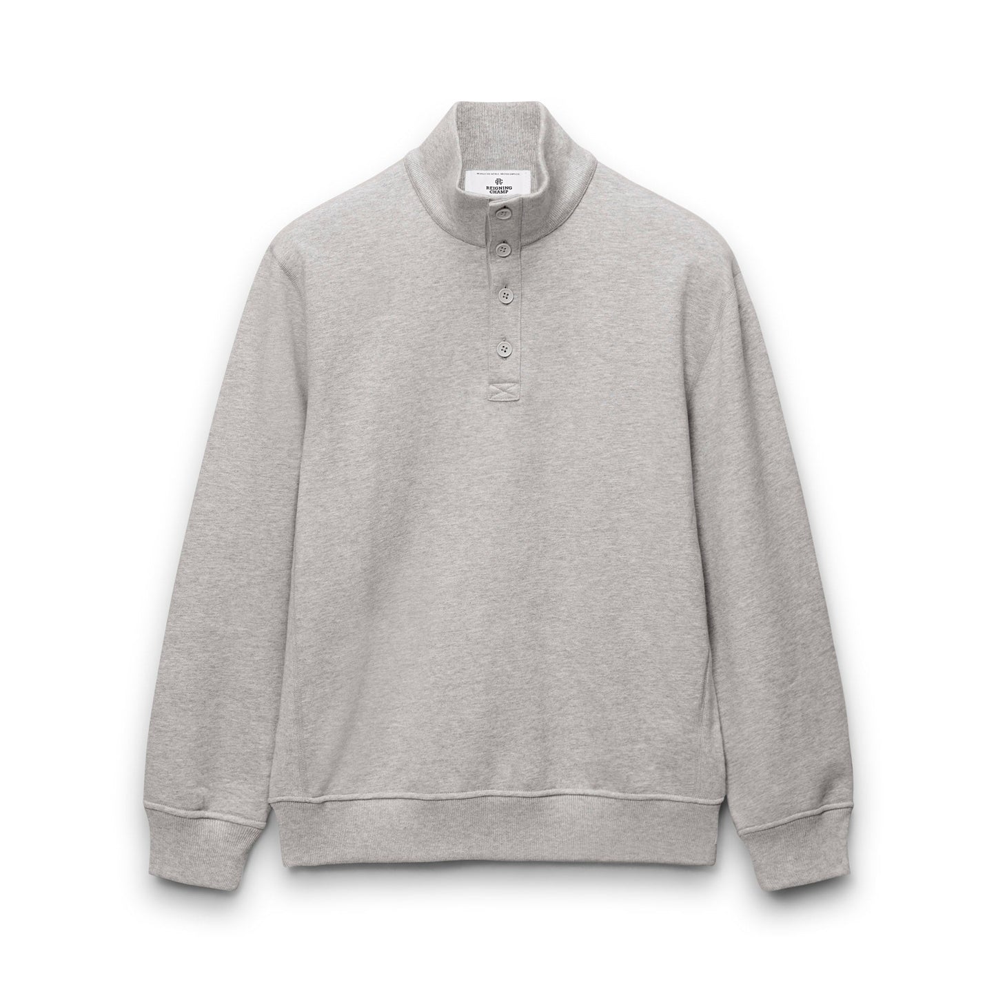 Midweight Terry Standard Button Mockneck
