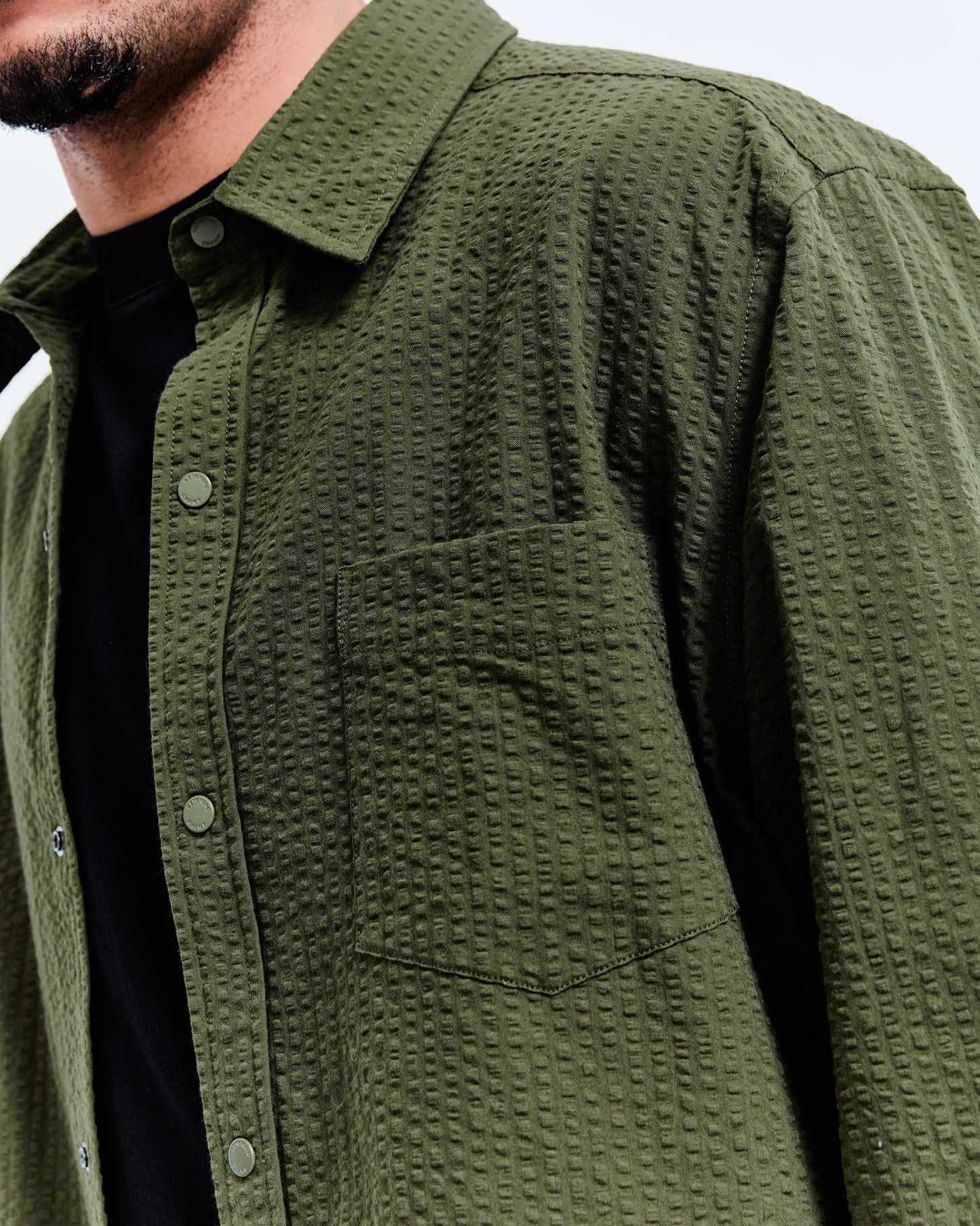 Cotton Seersucker Campus Overshirt