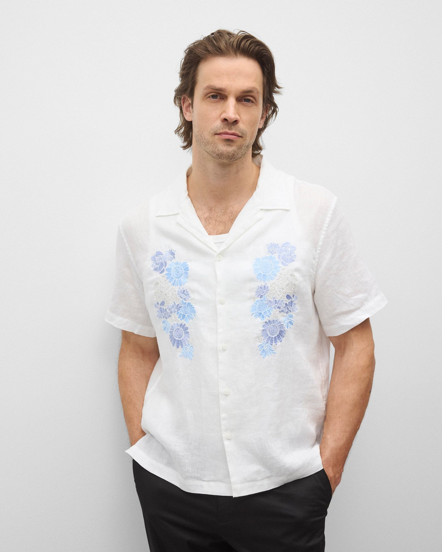 Linen Floral Standard Camp Shirt